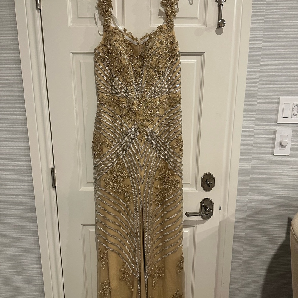 Terani Couture Gold Embellished Dress
